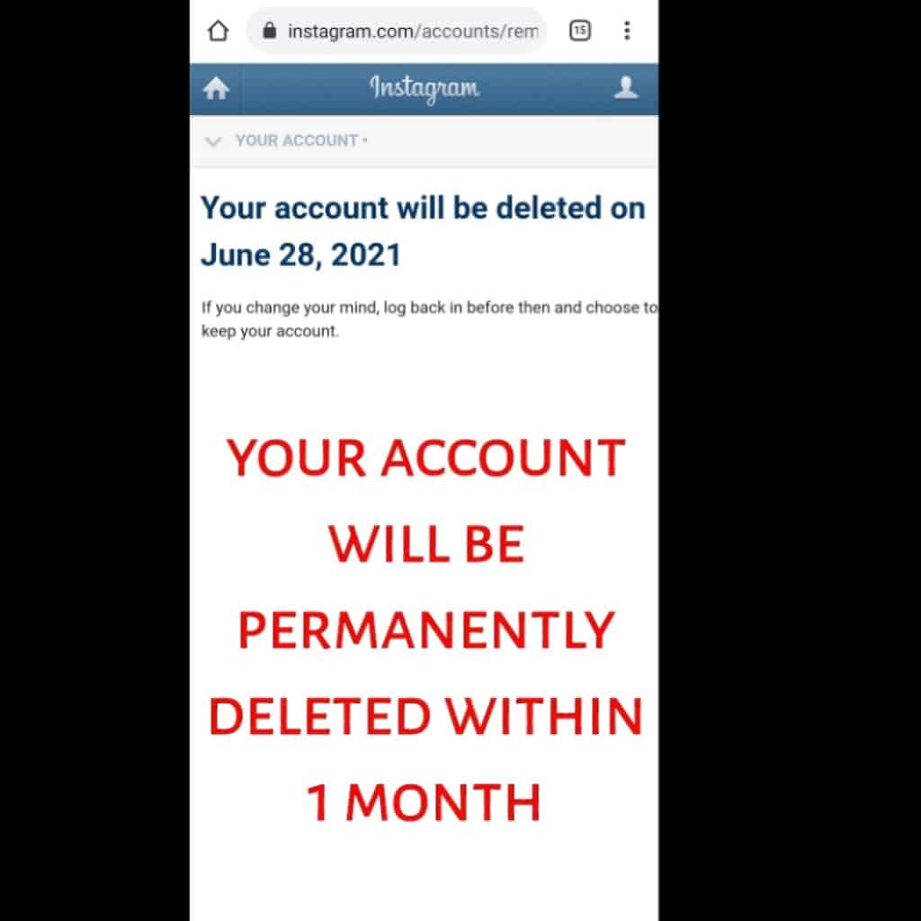 how to delete instagram account