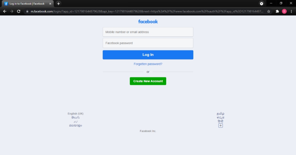 Facebook Login