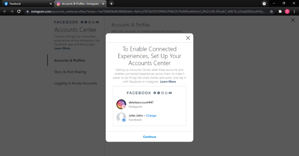 Link Instagram to Facebook.