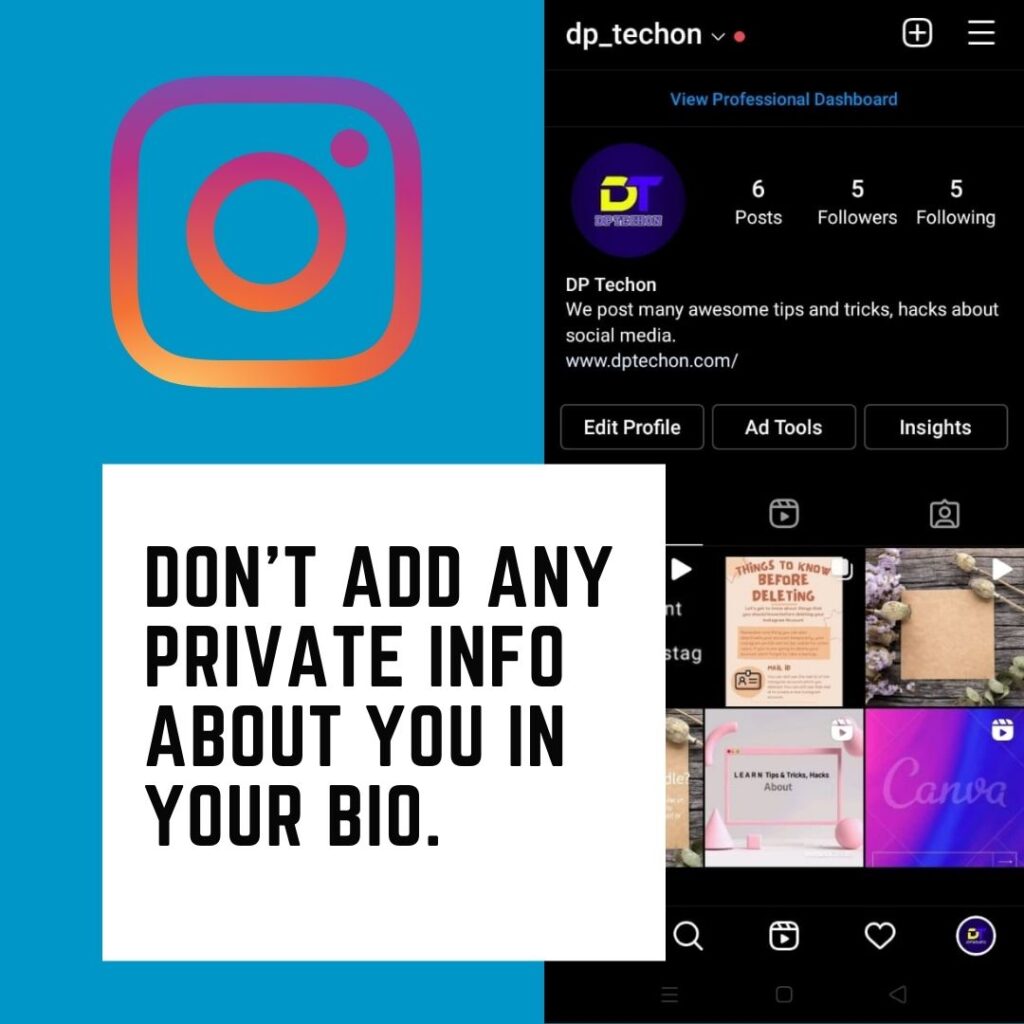 Edit Instagram bio