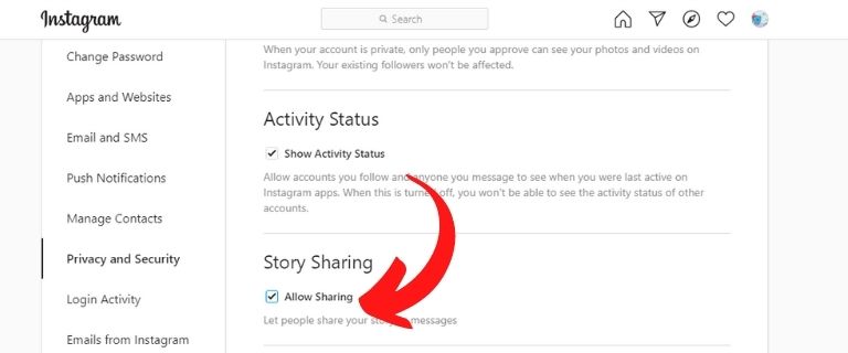 Prevent Story Sharing