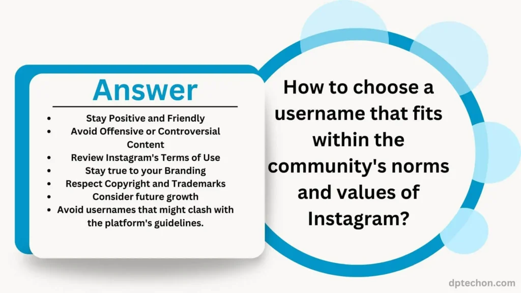 How to choose a username that fits within the community's norms and values of Instagram