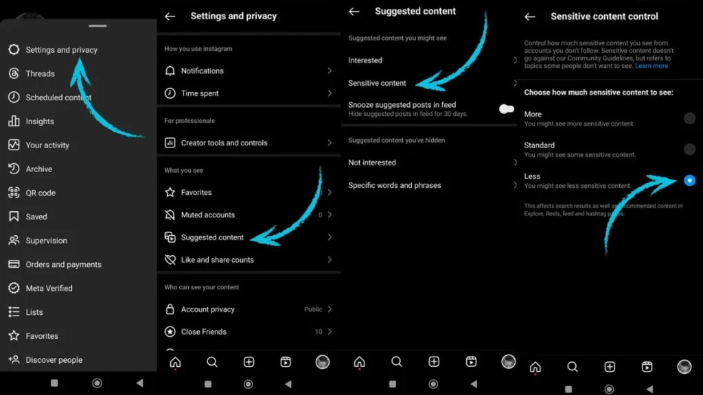 Steps to Limit content Sensitivity on Instagram